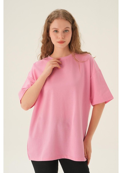 1633 Oversize Tişört Pembe