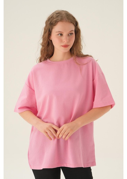 1633 Oversize Tişört Pembe