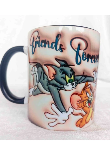 Mugs And Love Tom ve Jerry 3D Baskı Büyük Boy Kupa