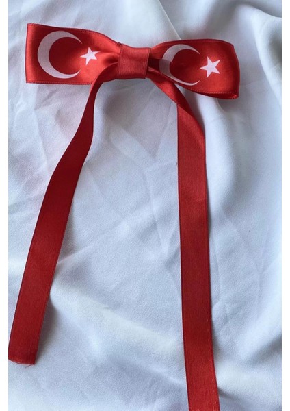 1 Adet Kırmızı Renk Ay Yıldız Detaylı Kurdele Figürlü Toka