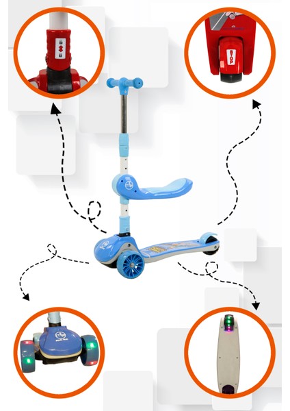 Zoomy Oturaklı Işıklı Katlanabilir Scooter