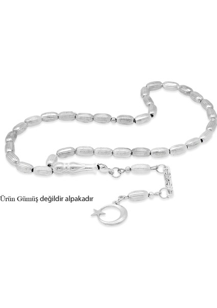 Kalem Işçilikli Arpa Kesim Gümüş Renk Alpaka Tesbih fiyatları