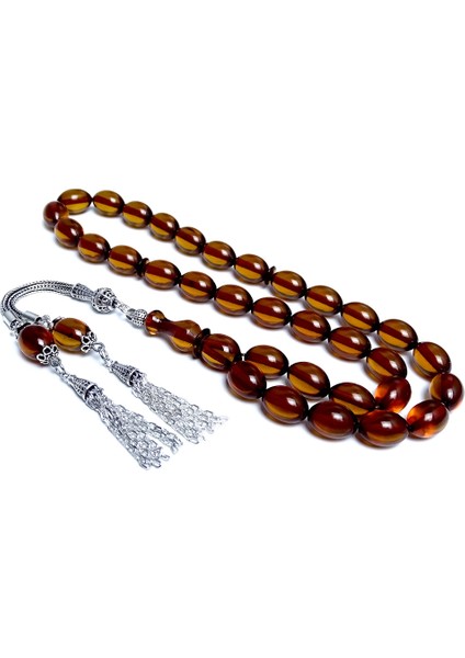 Gümüş Saçaklı Püsküllü Ateş Kehribar Tesbih modelleri