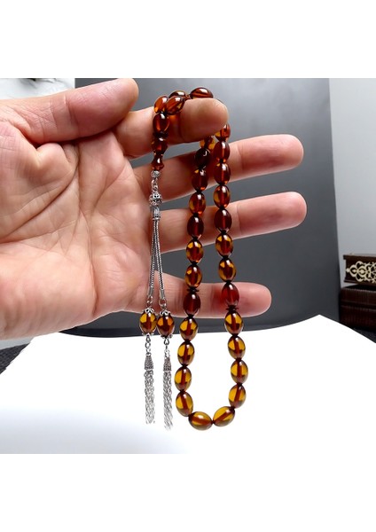 Gümüş Saçaklı Püsküllü Ateş Kehribar Tesbih indirimleri