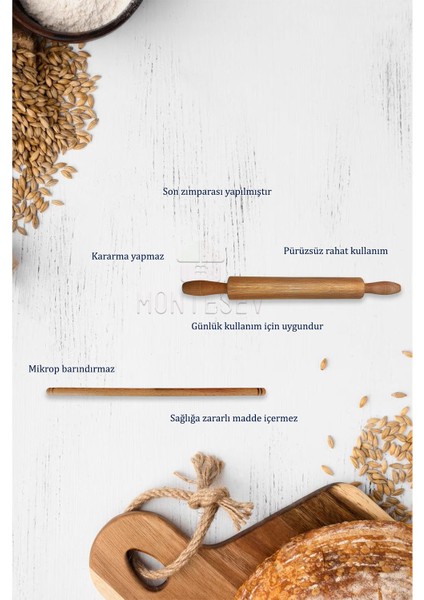 Zambak Serisi Ahşap Hamur Açma Oklavası Merdanesi 2 Li Set Echo4 fırsatları