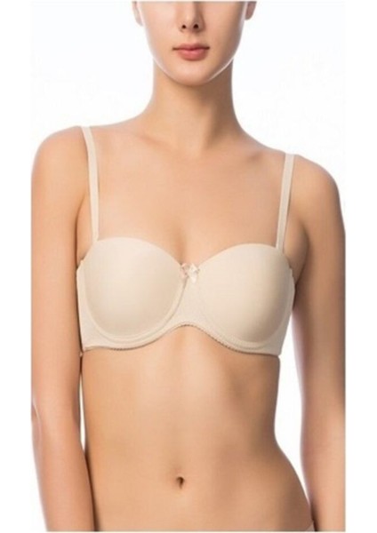 Desteksiz Dolgusuz Kaplı Straplez Sütyen Beyaz