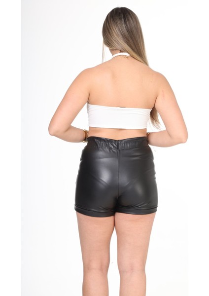 Esnek Rahat Boyundan Bağlamalı 2 Adet Crop Top