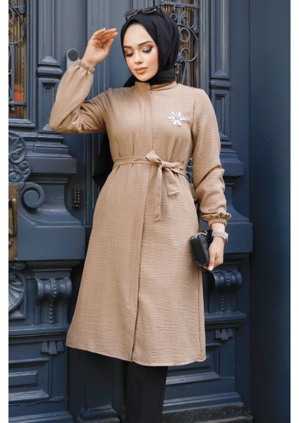 Kemerli Vizon Tesettür Tunik 646V