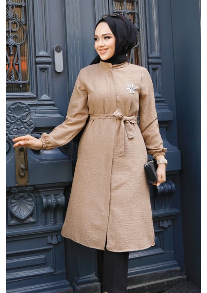 Kemerli Vizon Tesettür Tunik 646V