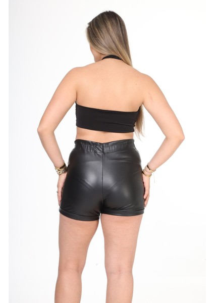 Esnek Rahat Boyundan Bağlamalı 2 Adet Crop Top