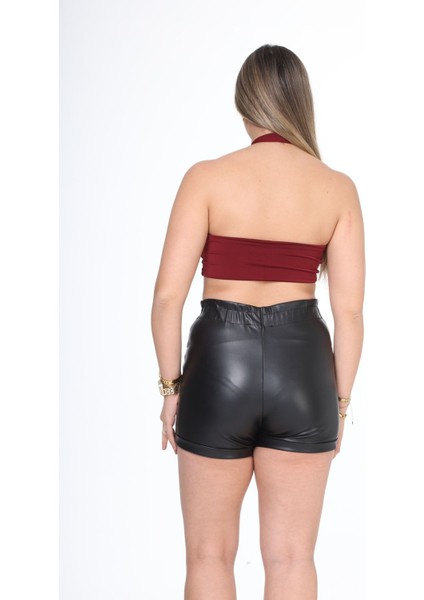 Esnek Rahat Boyundan Bağlamalı 2 Adet Crop Top