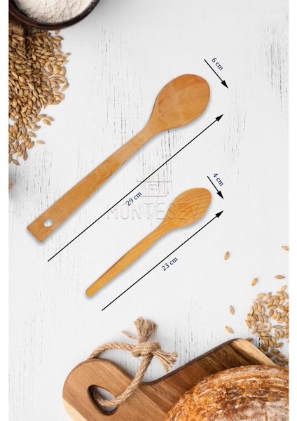 Zambak Serisi Ahşap Hamur Açma Oklavası Merdanesi Ağaç Kaşık ve Börek Seti 6 Lı Set Echo9 modelleri