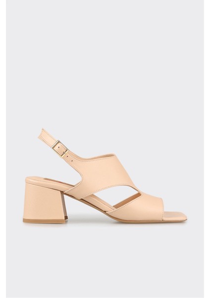 Bej Deri Kadın Sandalet