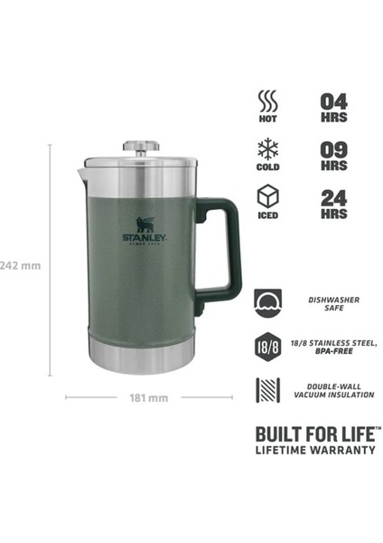 Klasik French Press Termos 1.4 Lt - Hammertone Green fiyatları