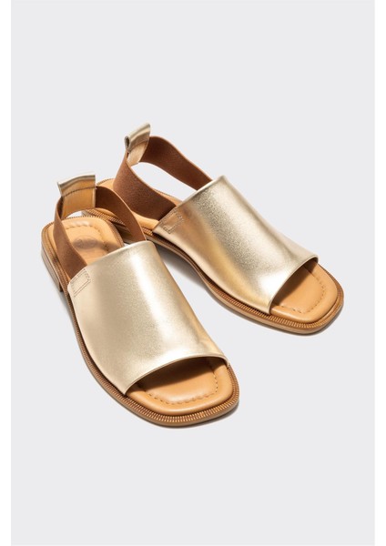Gold Deri Kadın Düz Sandalet fiyatları