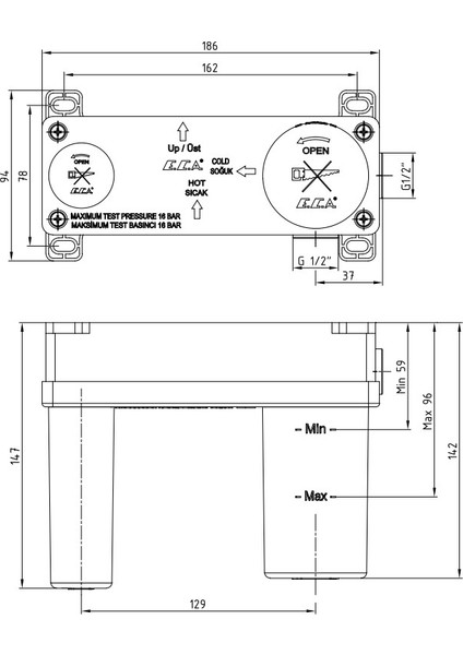 Ankastre Lavabo Bataryası Sıva Altı Grubu Mat Siyah 102166601C1