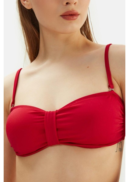 Kadın Kırmızı Straplez Bikini Üst 2503