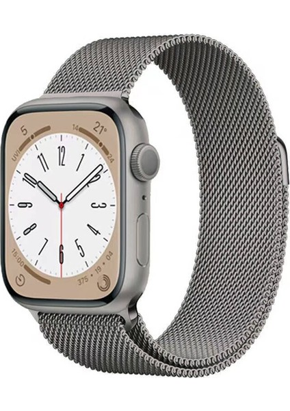 Apple Watch 7 41MM Krd-98 Metal Kordon Gri