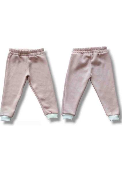 Tekli Kız Erkek Bebek Çocuk Kışlık Içi Şardonlu Polar Alt Eşofman