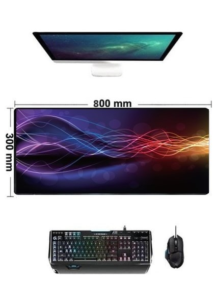 MP804 Oyunculara Özel Premium Kaymaz Desenli Gaming Mouse Pad 300 x 800 x 4 mm