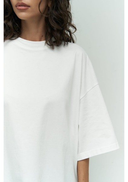 Kadın Oversize Penye Kısa Kollu T-Shirt