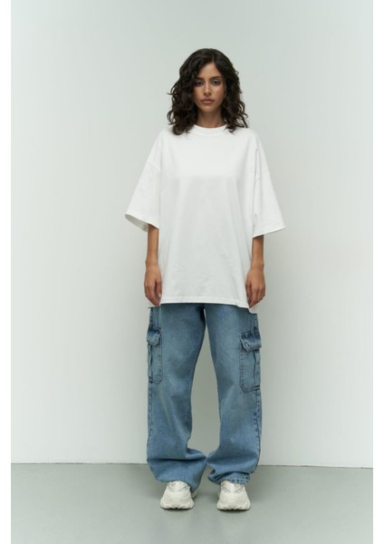 Kadın Oversize Penye Kısa Kollu T-Shirt