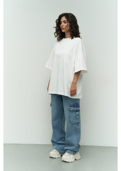 Kadın Oversize Penye Kısa Kollu T-Shirt