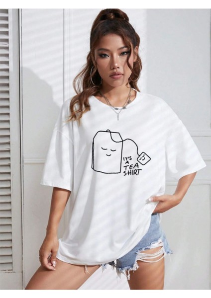 %100 PamukIts A Tea Shirt Baskılı Bisiklet Yaka T-Shirt, Penye S-M-L-Xl