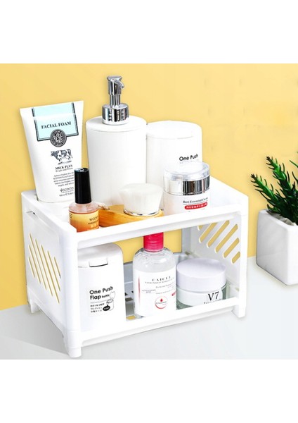 2 Katlı Makyaj Organizeri Düzenleyici, Banyo Organizer, Mini Raf