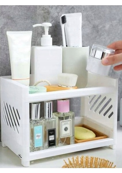 2 Katlı Makyaj Organizeri Düzenleyici, Banyo Organizer, Mini Raf modelleri