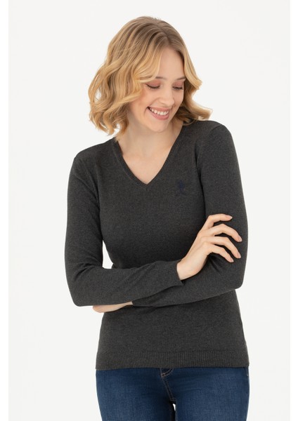 Kadın Antrasit Melanj Triko Kazak 50269014-VR081