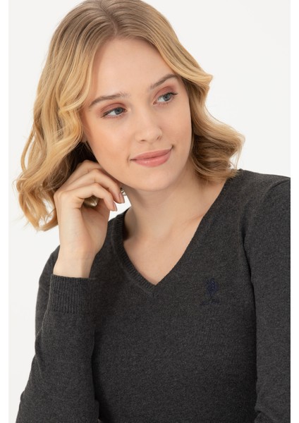 Kadın Antrasit Melanj Triko Kazak 50269014-VR081 fiyatları