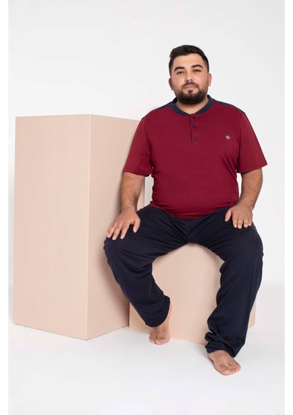 Erkek Büyük Beden 3 Düğme Pamuk Kısa Kol Cepli Pijama Takımı fiyatları