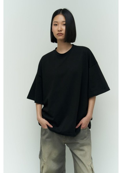 Kadın Oversize Penye Kısa Kollu T-Shirt