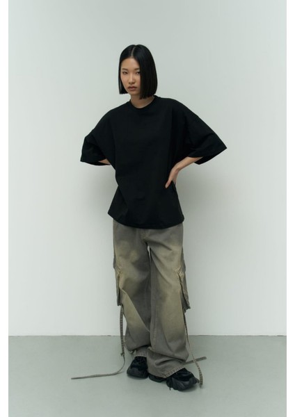 Kadın Oversize Penye Kısa Kollu T-Shirt