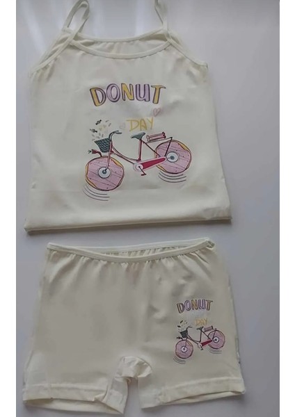 Kız Çocuk 5'li Resimli Atlet & Boxer Açık Sarı -Beyaz -Su Yeşili -Pembe -Lila