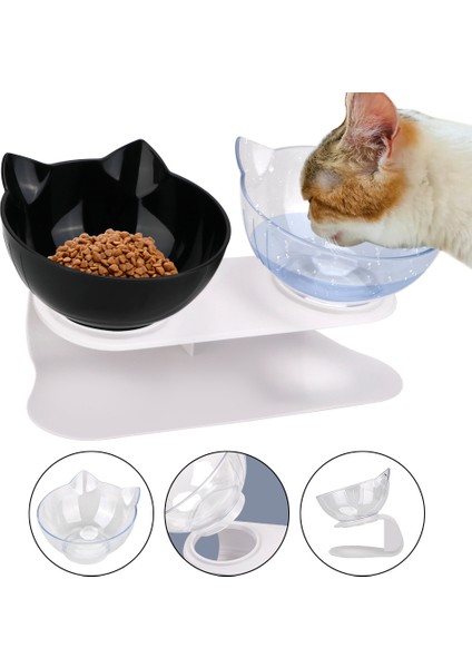 Çift Beyaz Stil Dayanıklı Çift Kaseler Pet Mama Su Besleyici, Yükseltilmiş Stand Korumalı Servikal Kaymaz Kedi Kase Köpek Kase Kedi Köpekler Besleyici (Yurt Dışından) fiyatları