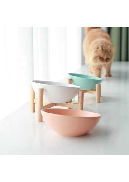 Turuncu Kase Stili 300ML Techome En Yeni Tasarım Pet Mama Kasesi Seramik Kedi Kase Ahşap Çerçeveli Kase Çapraz Çerçeveli Konik Kedi Kase Pet Seramik Kase (Yurt Dışından) fırsatları
