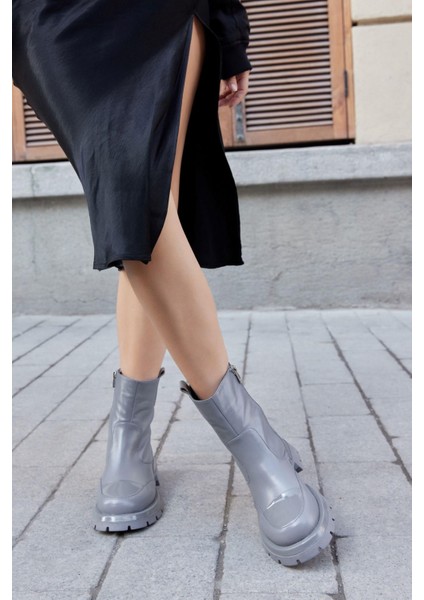 Alba Gri Hakiki Deri Kadın Bot modelleri