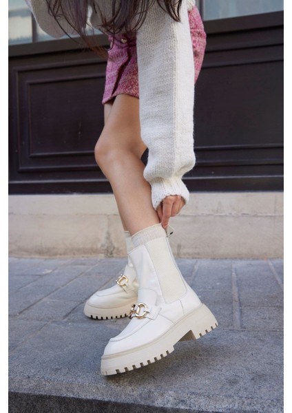 Mickey Bej Hakiki Deri Kalın Tabanlı Kadın Bot modelleri