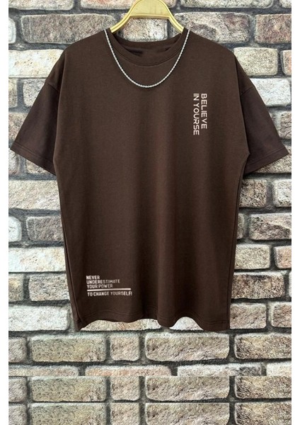 Only Trendwear Erkek Belive In Yourself Baskılı Oversize Tshirt