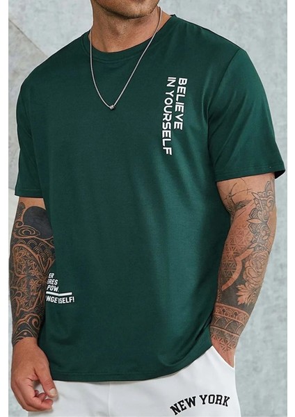 Only Trendwear Erkek Belive In Yourself Baskılı Oversize Tshirt