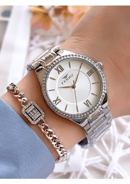 Gümüş Renk Kararmaz Renk Atmaz 3 Atm Su Geçirmez Özel Tasarım Kadın Kol Saati EFL21126A