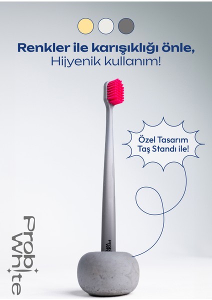 Probiwhite Himalaya Tuzlu Diş Fırçası (Gri) + Özel Tasarım Taş Stant fırsatları