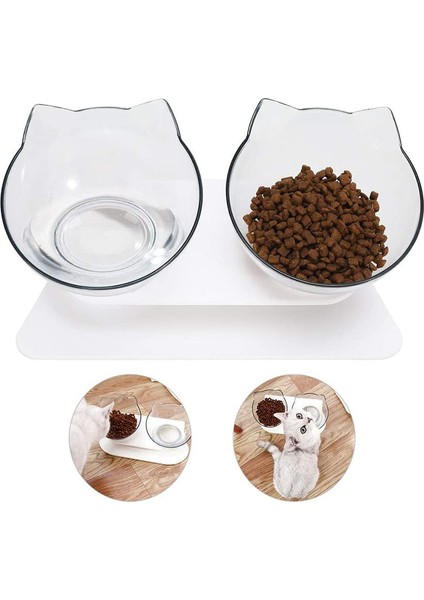 Siyah Bir Stil Kaymaz Kedi Kaseleri Yükseltilmiş Standlı Çift Pet Kaseler Kediler Için Evcil Hayvan Maması ve Su Kaseleri Köpekler Besleyiciler Yavru Besleme Kasesi Malzemeleri (Yurt Dışından) indirimleri
