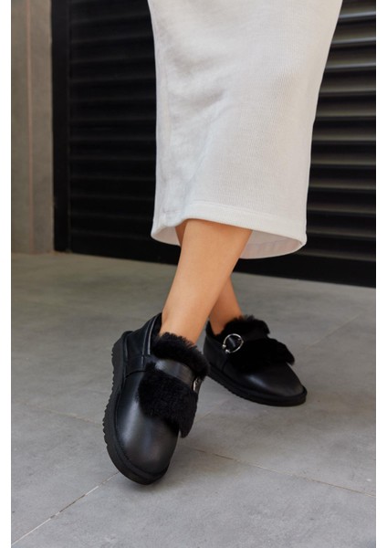 Suffle Siyah Hakiki Deri Kürklü Kadın Bot fırsatları