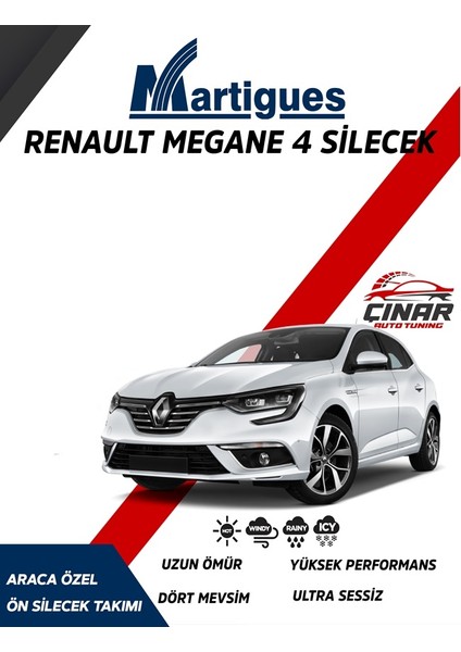 Renault Megane 4 2017 Model Araca Özel Muz Silecek Seti Sürücü Taraf 600MM Yolcu Taraf 450MM