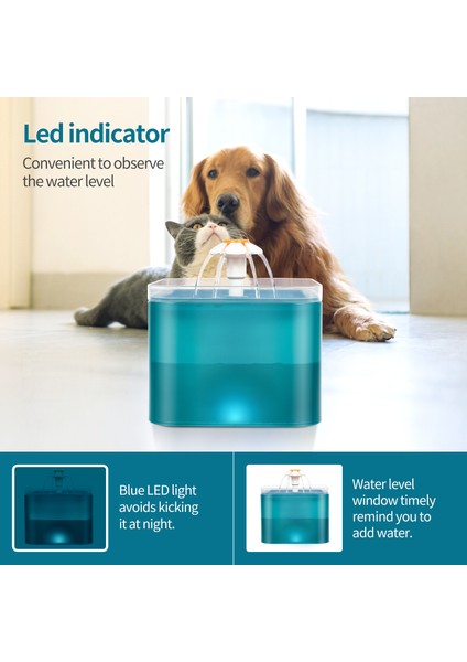 Gri Tarzı USB 2l Otomatik Kedi Su Çeşmesi Filtresi Kapalı LED Elektrikli Sessiz Su Besleyici USB Pet Tiryakisi Kase Kedi Köpek Içme Sebili (Yurt Dışından) fırsatları