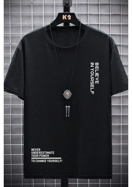 Only Trendwear Erkek Belive In Yourself Baskılı Oversize Tshirt fiyatları