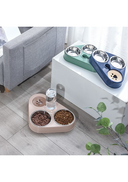 Stil B-Koyu Mavi Stil 3'ü 1 Arada Köpek Kedi Maması Şişesi ile Otomatik Içme Çeşmesi Pet Kedi Paslanmaz Çelik 3 Kase Otomatik Besleyici Evcil Hayvan Malzemeleri (Yurt Dışından) fiyatları